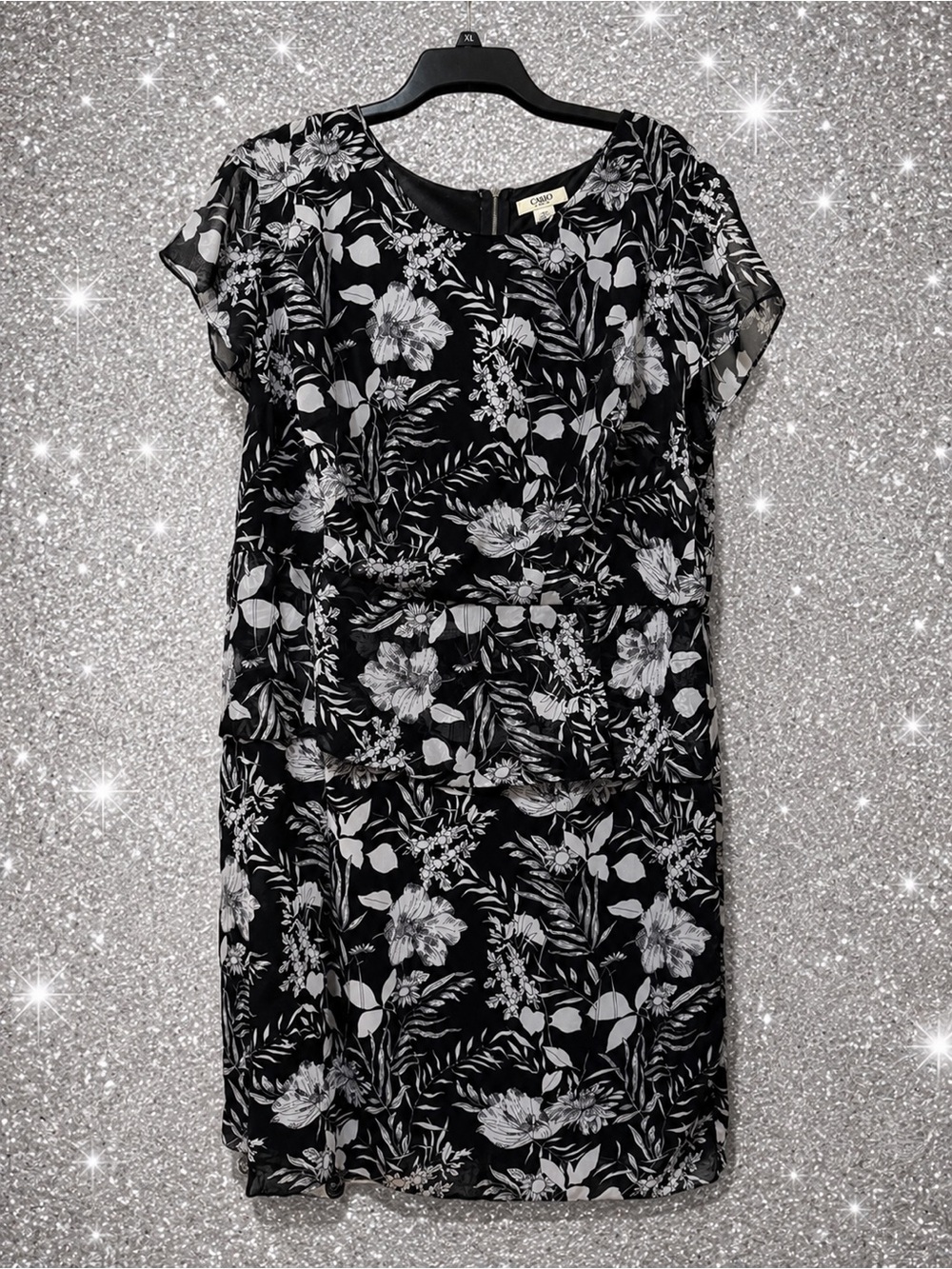 Cato Black and White Floral Midi Dress